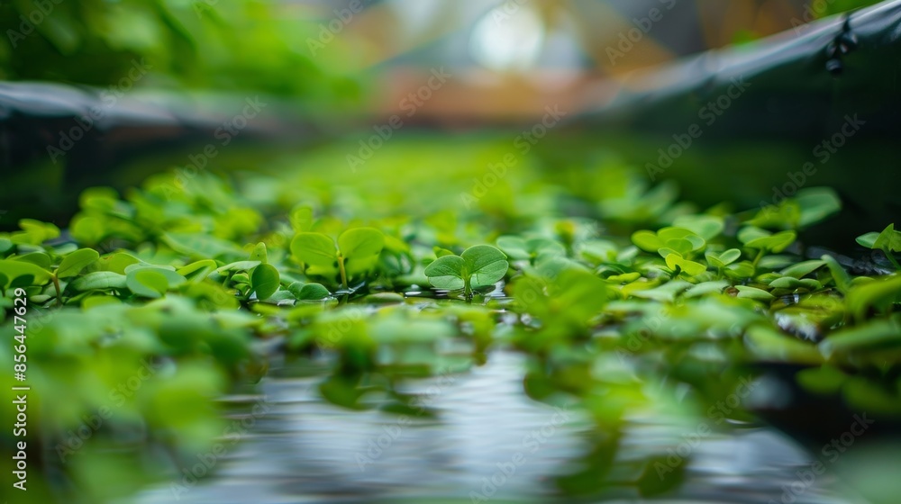Poster blurry glimpse of a closedloop system where water and nutrients are constantly recycled for maximum 