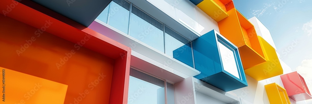 Aufkleber a minimalist display of quadrilateral shapes with a focus on clean lines and bold colors.