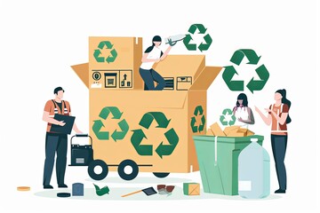 Conceptual Recycle Flat Illustration created with Generative AI