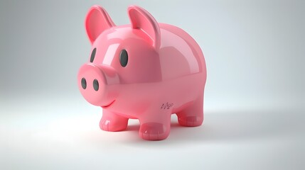 Obraz premium Cute Pink Piggy Bank 3D Icon on White Background for Financial Savings and Investment Concepts