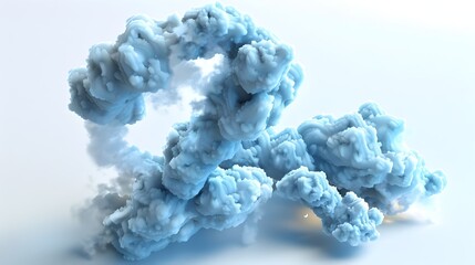 Dreamy Cloudy Number Two Illuminated by Moonlight on Isolated White Background