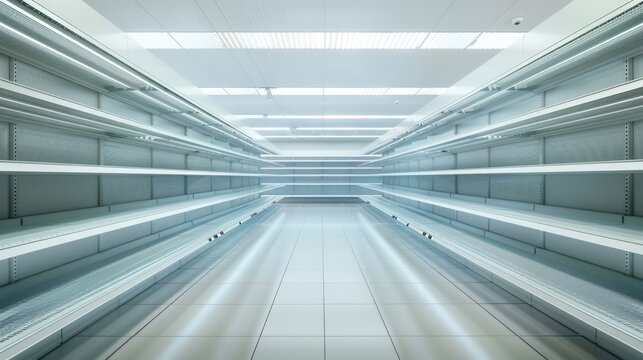 An empty grocery store with empty shelves AIG51A.