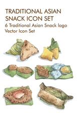Traditional asian snack logo vector icon set 
