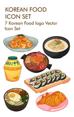 Korean food logo vector icon set
