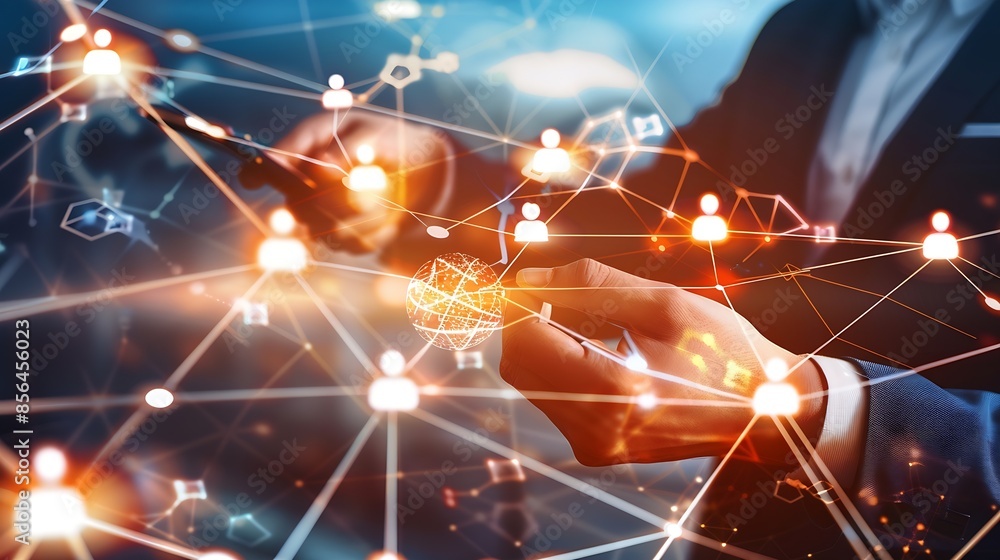 Leinwandbilder customer relationship management global structure network technology data exchanges customer connect