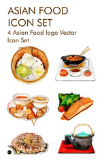 Asian food logo vector icon set