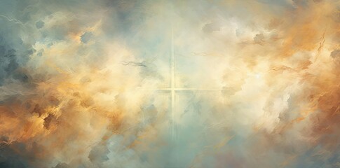 christian background with a cross in the sky