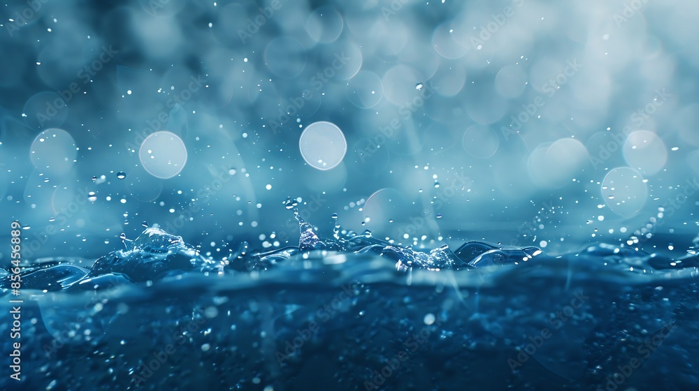 Poster bluewater waves on the surface ripples blurred defocus blurred transparent blue colored clear calm w