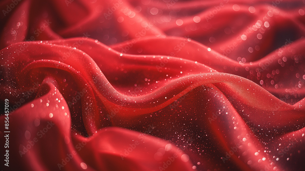Aufkleber a red and blue background with a red wave. the wave is made up of small dots