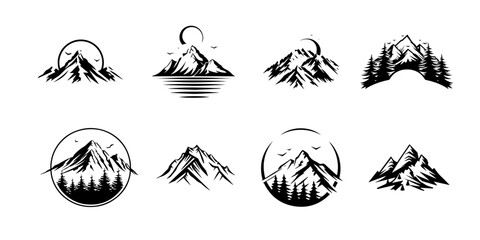 set of mountain logo nature