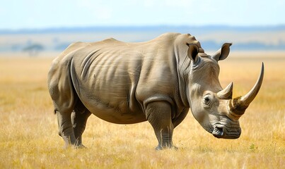 Obraz premium Rhinoceros on the grassland , Generative AI