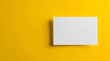 Blank white card yellow background Template or mockup Copy space Summer flat lay : Generative AI