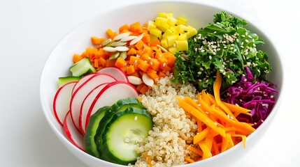 Vibrant Quinoa Veggie Buddha Bowl with Fresh Vegetable Spread for Healthy Eating