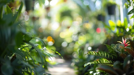 Blurred view of a heavenly haven for plant lovers bursting with botanical beauty.