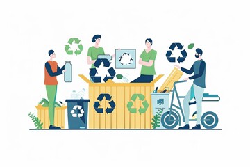 Conceptual Recycle Flat Illustration created with Generative AI