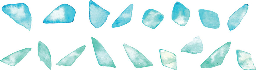 水彩タッチのシーグラスベクターイラスト。夏のシーグラスイラスト。涼しげな夏のフレーム背景。Sea glass vector illustration with watercolor touch. Summer sea glass illustration. Cool summer frame background.