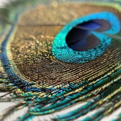 Fototapeta premium Peacock feather macro image, pavo real