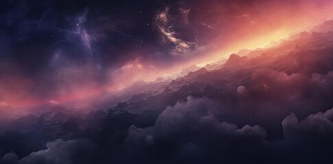 Obraz premium outer space background with stars and clouds, featuring a white cloud in the foreground