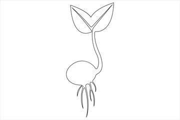 One continuous line drawing Plant growth process 