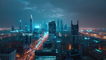 Fototapeta premium Dubai Skyline Night View