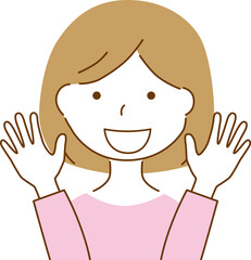 手を開いて喜ぶ女性のイラスト
