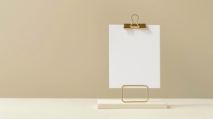 Memo note stand holder with clip with blank card Mockup Writing messages Copy space : Generative AI