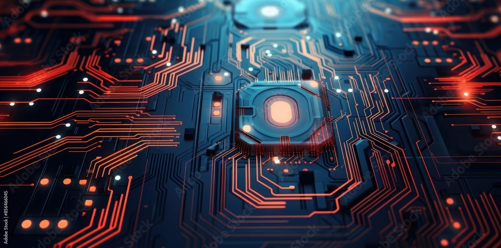 Poster techy background with a circuit board