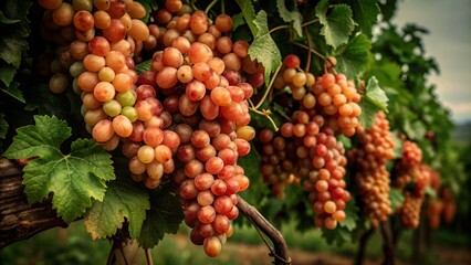 Fototapeta premium Bunch of grapes close-up, in the vineyard
