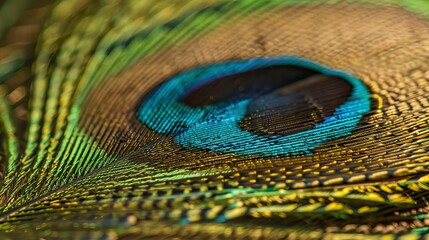 Fototapeta premium Peacock feather macro image, pavo real