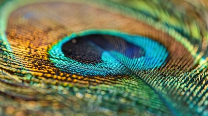 Fototapeta premium Peacock feather macro image, pavo real
