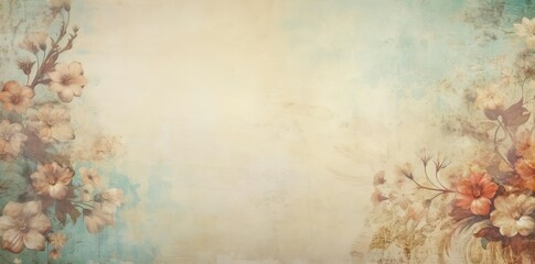 vintage backgrounds adorned with a variety of colorful flowers, including white, pink, and orange blooms, set against a white wall