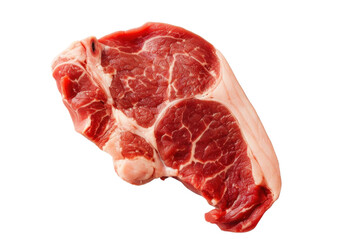 Raw beef steak isolated on white background. Fresh meat cut ready for preparation and cooking in a variety of dishes.