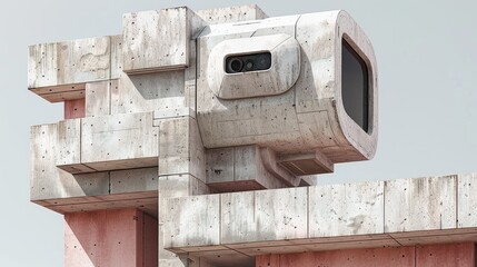 An HD image of a thermal camera inspecting the insulation of a building for energy efficiency. 