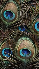 Fototapeta premium peacock feather texture. Peafowl feather background, pavo real