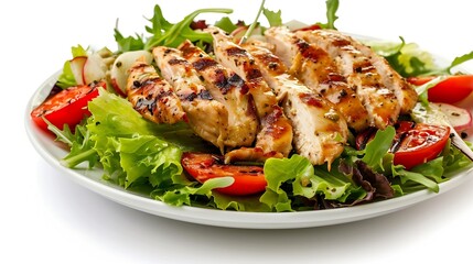 Grilled chicken salad food isolated white background : Generative AI