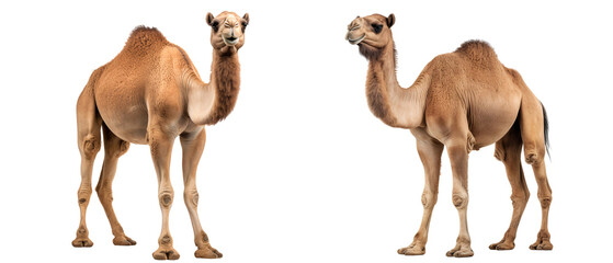 Two camels isolated on white background