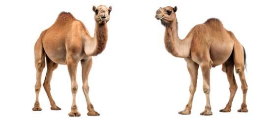Two camels isolated on white background