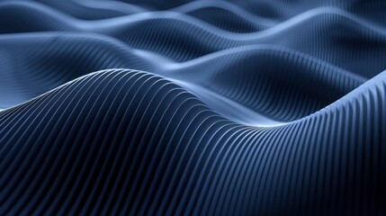 Abstract waves of motion on deep blue background create a serene and dynamic composition inspired by art and tranquility