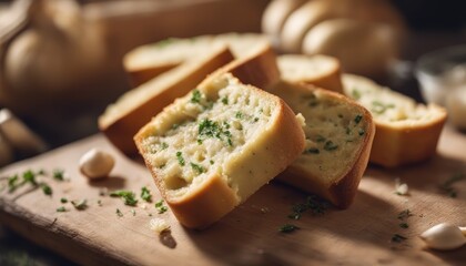 garlic bread on a wood