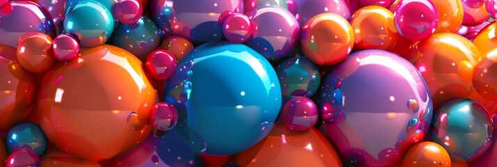 Smooth orbs with a seamless blend of vibrant colors creating a whimsical and playful aesthetic.