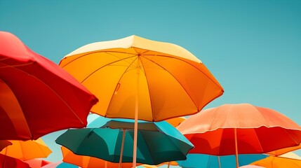 Retro-Inspired Vibrant Beach Umbrella Offering Shade and Style on a Sunny Summer Day