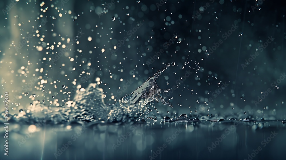 Aufkleber Blur Defocus Image of Water hit wall ground explode into drop droplet Amount Water attack impact and fluttering in air explosion Stop motion freeze shot Splash Water for texture elemen : Generative AI
