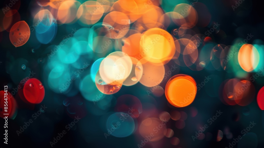 Aufkleber an abstract image featuring bokeh lights in vivid blue and orange colors, creating a dynamic and vis