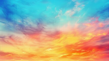 Vibrant Fantasy Sunset Sky: Panoramic Gradient Colors of a Dreamy Summer Sunset or Sunrise
