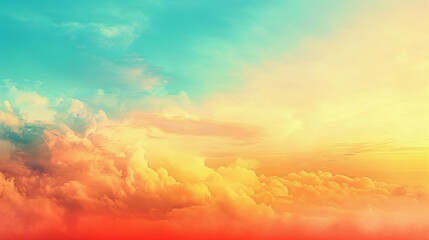 Fototapeta premium Fantasy Vibrant Panoramic Sunset Sky: Gradient Rich Colors with Ethereal Dreamy Summer Sunset or Sunrise