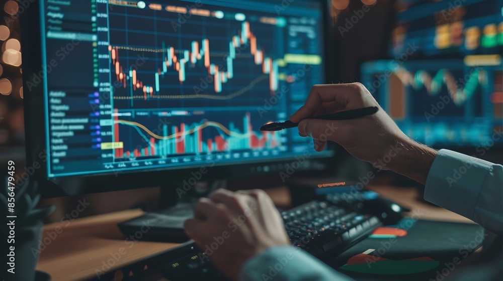 Poster stock market or forex trading graph and candlestick chart suitable for financial investment concept 