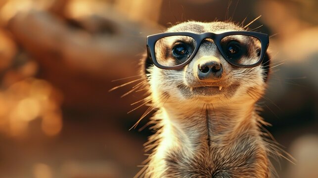 smiling meerkat with glasses, merkat, suricato