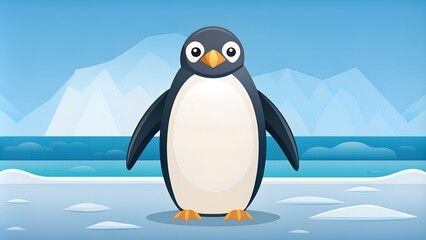 Obraz premium A Cartoon Penguin on Ice