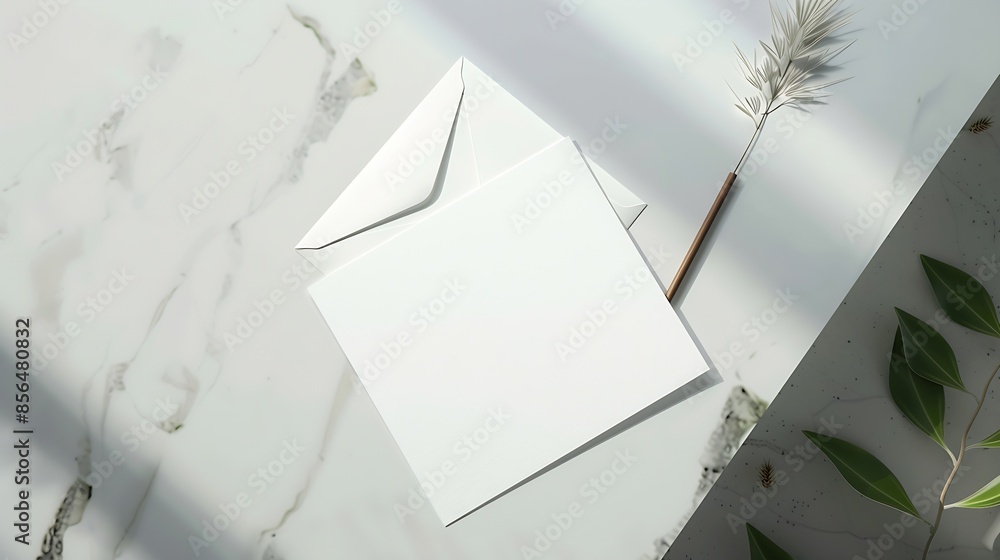 Poster White card with envelope and cane : Generative AI
