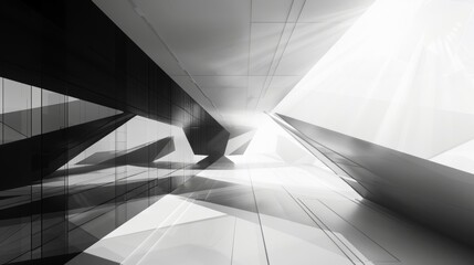 A study in contrast with stark black lines intersecting at varying angles.